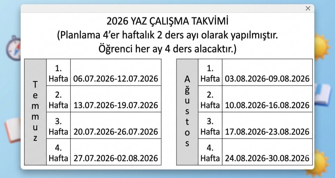 Yaz Dönemi 